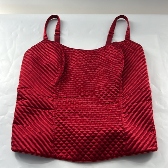 Cacique Quilted Red Satin Corset Style Top - Picture 3 of 10